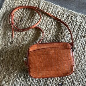 L K Bennet SH Mariel Tangerine Leather Croc‎ Crossbody Bag Purse